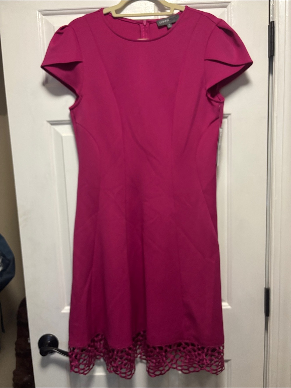 Fuchsia Scallop-Hem Cap Sleeve Dress